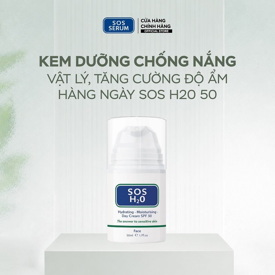 Kem dưỡng Chống nắng Vật lý,tăng cường độ ẩm hàng ngày SOS H20 SPF30 Anh [SOS SERUM]