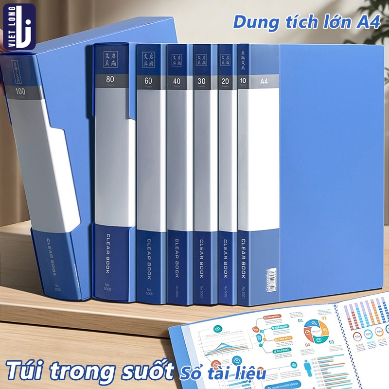 File Bìa Lá A4 Đựng Tài Liệu Học Sinh Đa Năng, 30/60 Lá Nhựa PP Dày Chống Thấm Nước, Lưu Trữ Giấy Tờ Văn Phòng Gọn Gàng