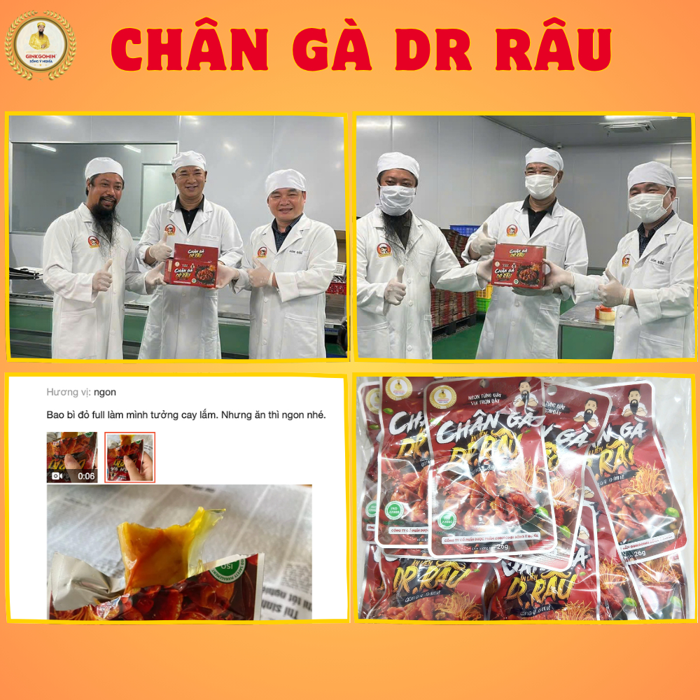 Chân Gà Ăn Liền DR.RÂU Kết Hợp Đông Trùng Hạ Thảo Dai Giòn Cay Thơm Ăn Vặt Đóng Gói Sẵn G85 G86
