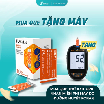 [YSALUS] MUA 10 QUE TẶNG MÁY | Mua Que Test Gút, Que Axit Uric - Tặng Máy Đo 6 Chỉ Số Fora 6 + Kim