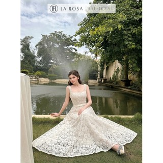 Đầm Dự Tiệc 2 Dây Sang Chảnh La Rosa Đầm Dáng Dài Chiết Eo Đính Nơ Tiểu Thư T465