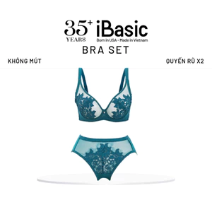 Bộ đồ lót nữ iBasic áo ngực có gọng không mút ren lưới thêu hoa cup 3/4 T-shirt BRAW166 và PANW166