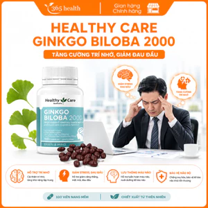 Viên uống Healthy Care Ginkgo Biloba 2000mg hỗ trợ tuần hoàn máu não (Lọ 100 viên) - Nhập khẩu Úc
