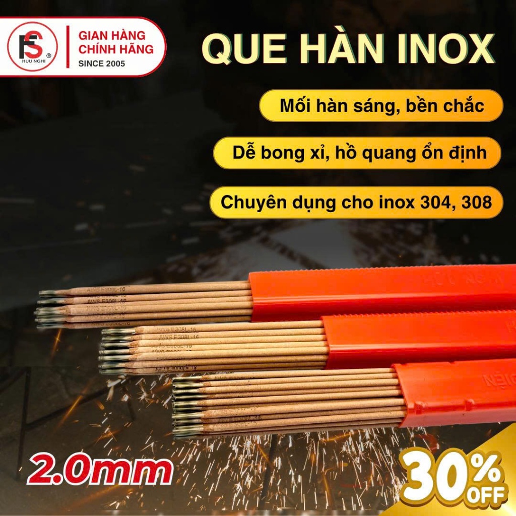 [TẶNG HỘP] Que Hàn Inox HN308 Hữu Nghị, Que 2.0mm - 2.6mm, Dùng Hàn ...