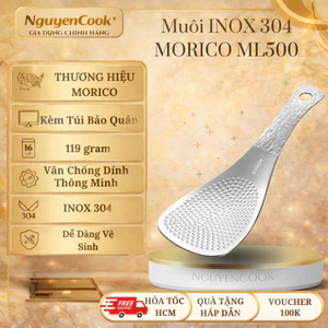 Muôi inox 304 Morico ML500-Dập Nổi Sang Trọng, Chống Dính Cơm, Dễ Dàng Vệ Sinh