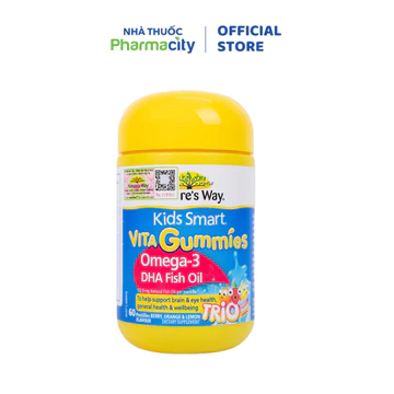 Kẹo dẻo Nature's Way Kids Smart Vita Gummies Omega-3 DHA Fish Oil bổ sung omega 3 cho trẻ (60 viên)