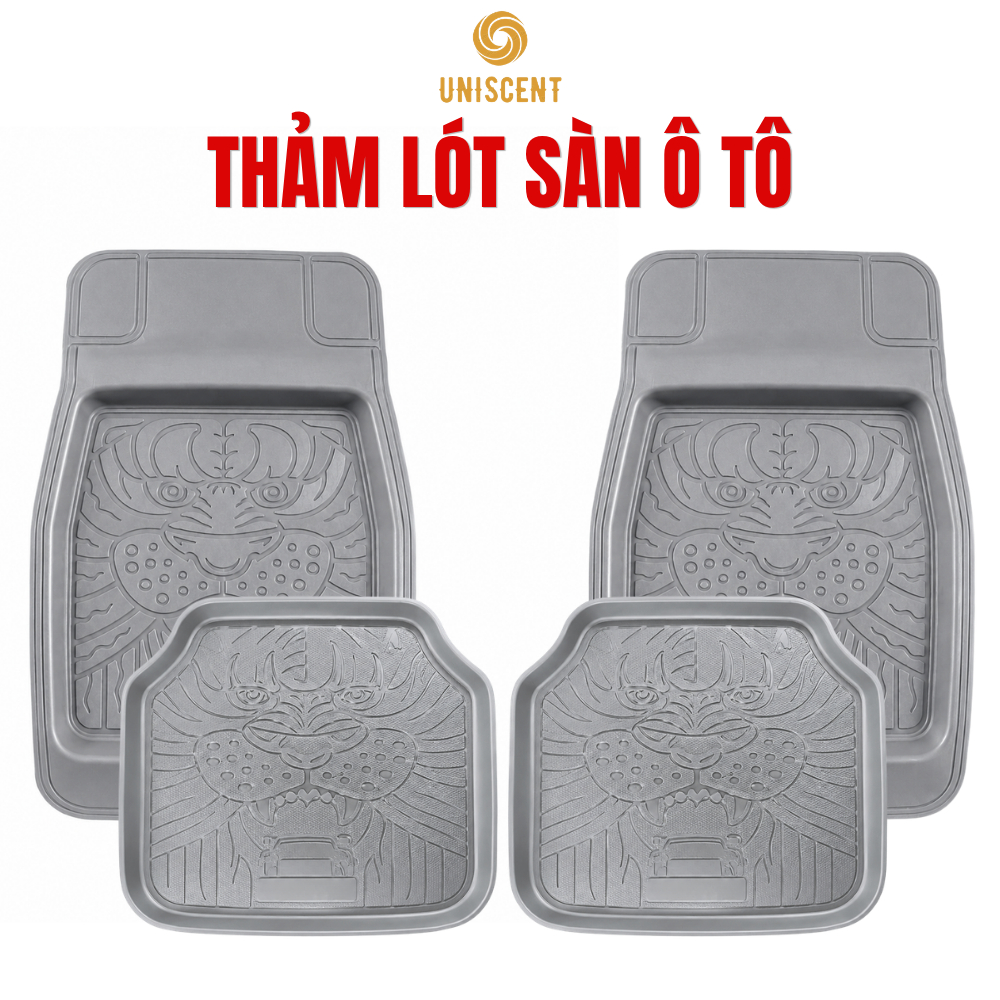 Thảm Lót Sàn Ô Tô/Thảm Sàn Ô Tô Silicon Đen Bóng/ Xám Cao Cấp - 5 Miếng