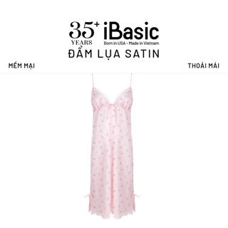 Đầm ngủ nữ lụa satin iBasic hai dây phối ren SW087