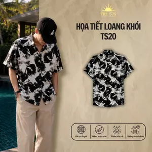 Áo Sơ Mi Lụa Họa Tiết Loang Khói, Cuban Shirt Chất Lụa Tuyết Mềm Mịn, Thoáng Mát, Thấm Hút, Chống Nhăn - Size 50-100kg