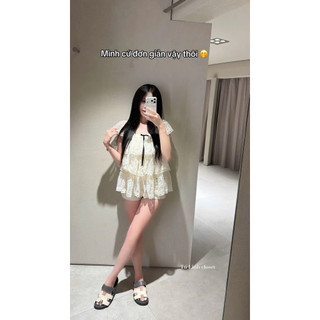 Áo ren bèo trễ vai dáng ngắn xinh iu