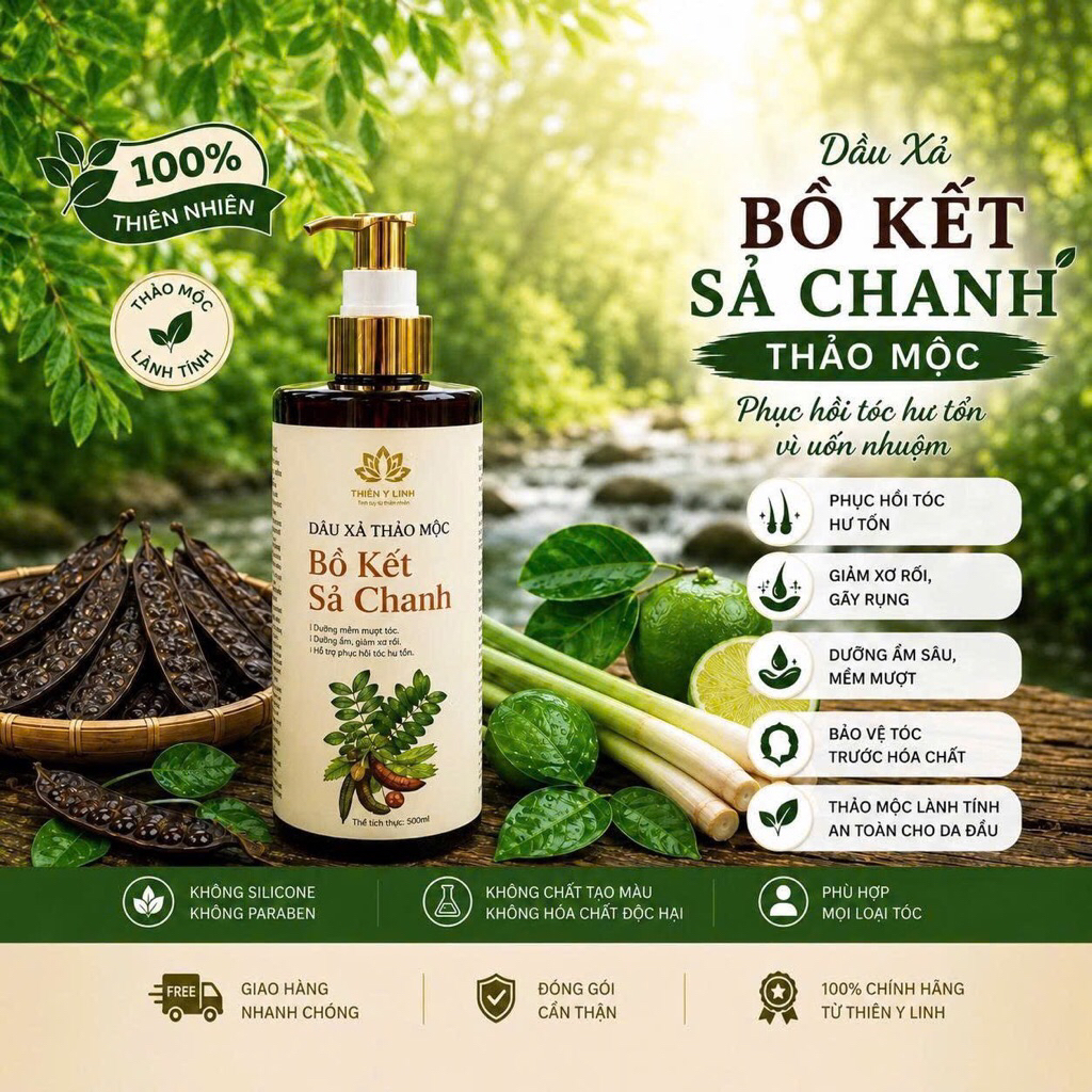 Dầu gội Bồ kết sả chanh 500ml/chai