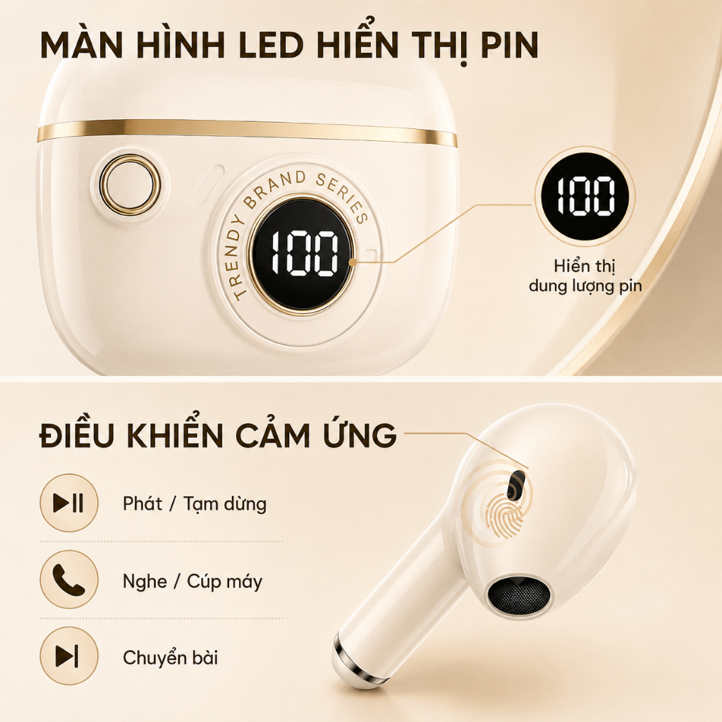 Tai Nghe Bluetooth 5.4 Không Dây｜Màn Hình LED｜Cảm Ứng｜Âm Thanh HiFi｜Đeo Êm Tai