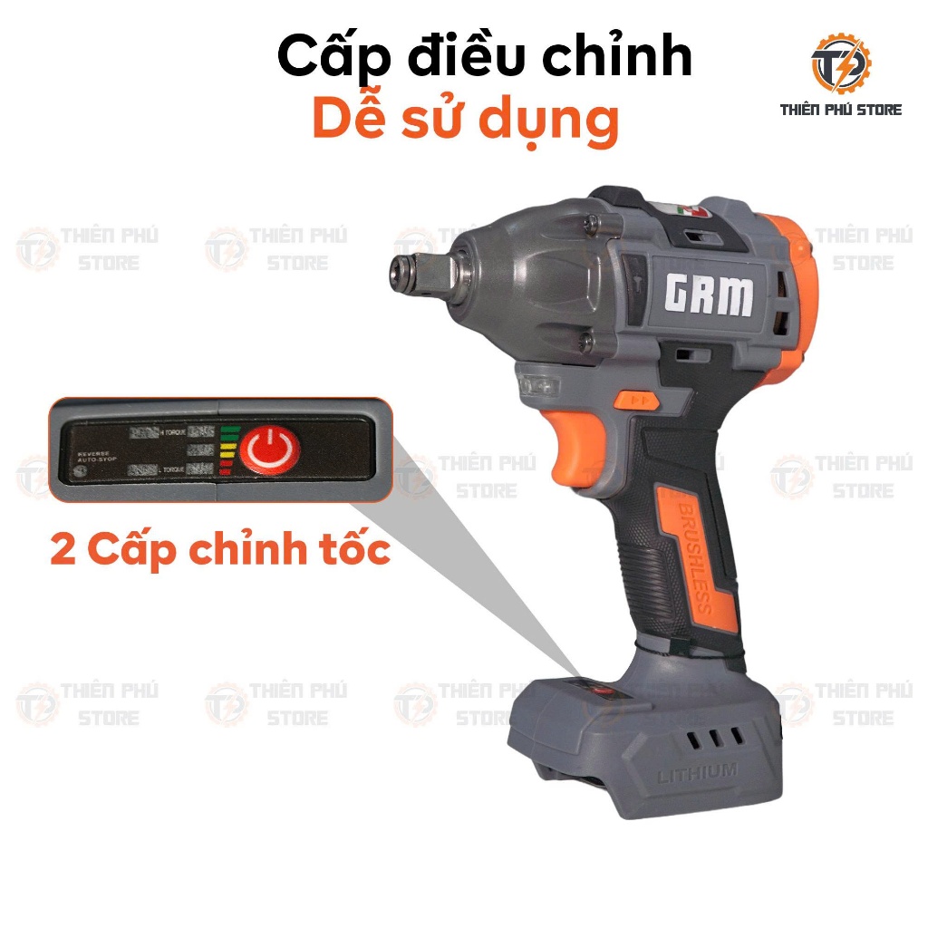 Thân Máy Siết Bulong GREEKMAN GR-MC350BL | Lực Siết 350Nm | Động Cơ Không Chổi Than | Đầu 1/2 Inch | Đa Năng Chính Hãng