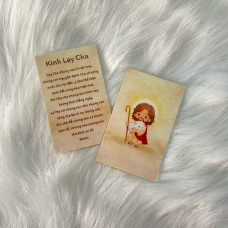 [KatinTown - Hàng Thiết Kế] Kinh Công Giáo - Thẻ Kinh Lạy Cha Song Ngữ Nhỏ Gọn - In 2 Mặt Ép Plastic