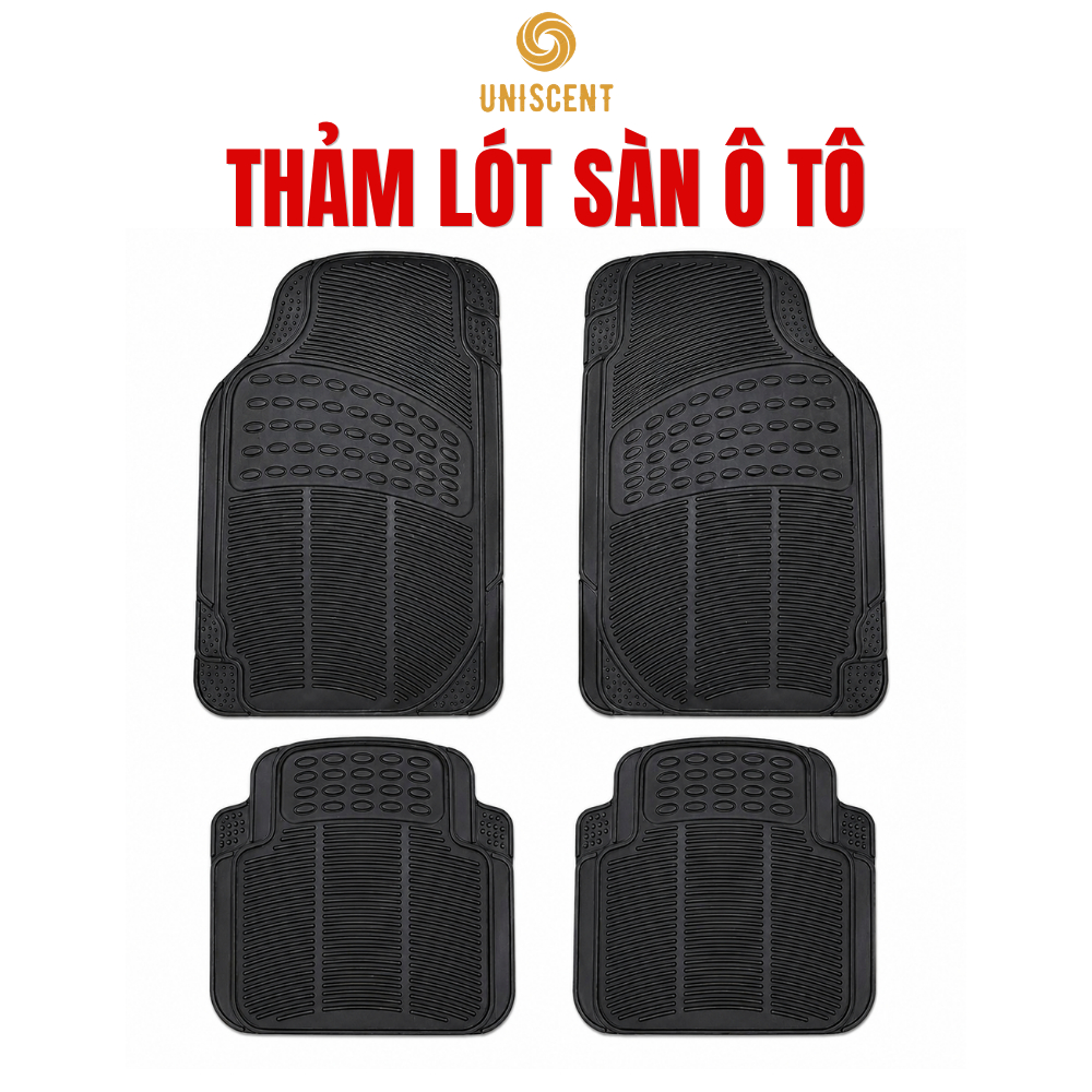 Thảm Lót Sàn Ô Tô/Thảm Sàn Ô Tô Silicon Đen Bóng/ Xám Cao Cấp - 5 Miếng