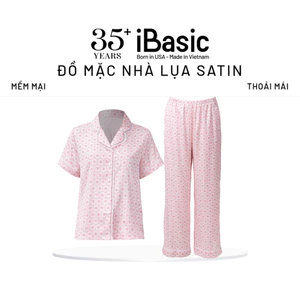 Đồ bộ mặc nhà nữ iBasic lụa satin áo tay ngắn quần dài HOMW071