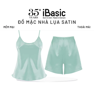 Đồ bộ mặc nhà nữ iBasic lụa satin áo hai dây quần đùi HOMW068
