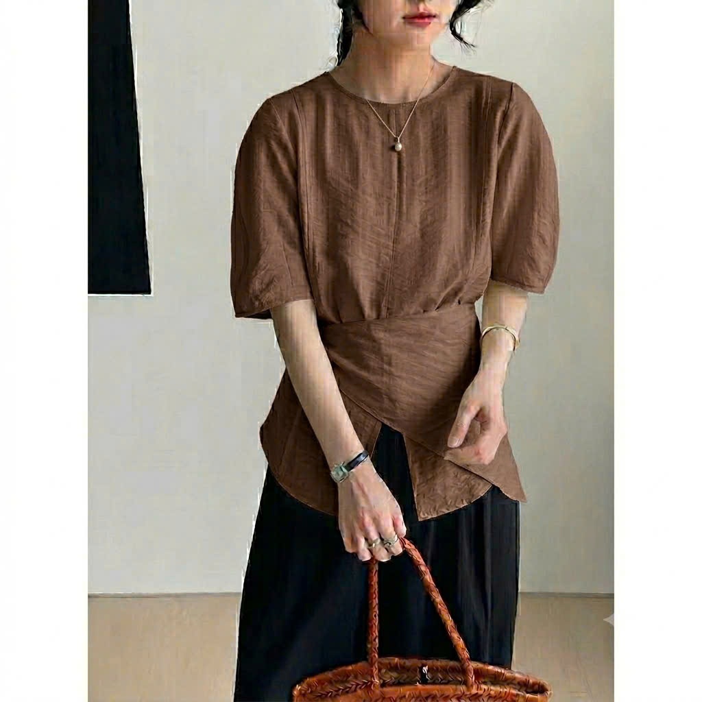 𝗧𝗶𝗲𝗻 𝗟𝗶𝗻𝗲𝗻-| LYLINEN| Áo Tơ kèm vạt tà