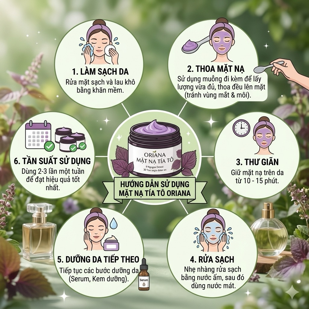 Mặt Nạ Tía Tô Cho Da Nám, Tàn Nhang (  Tặng  Kèm Cọ ) 50g