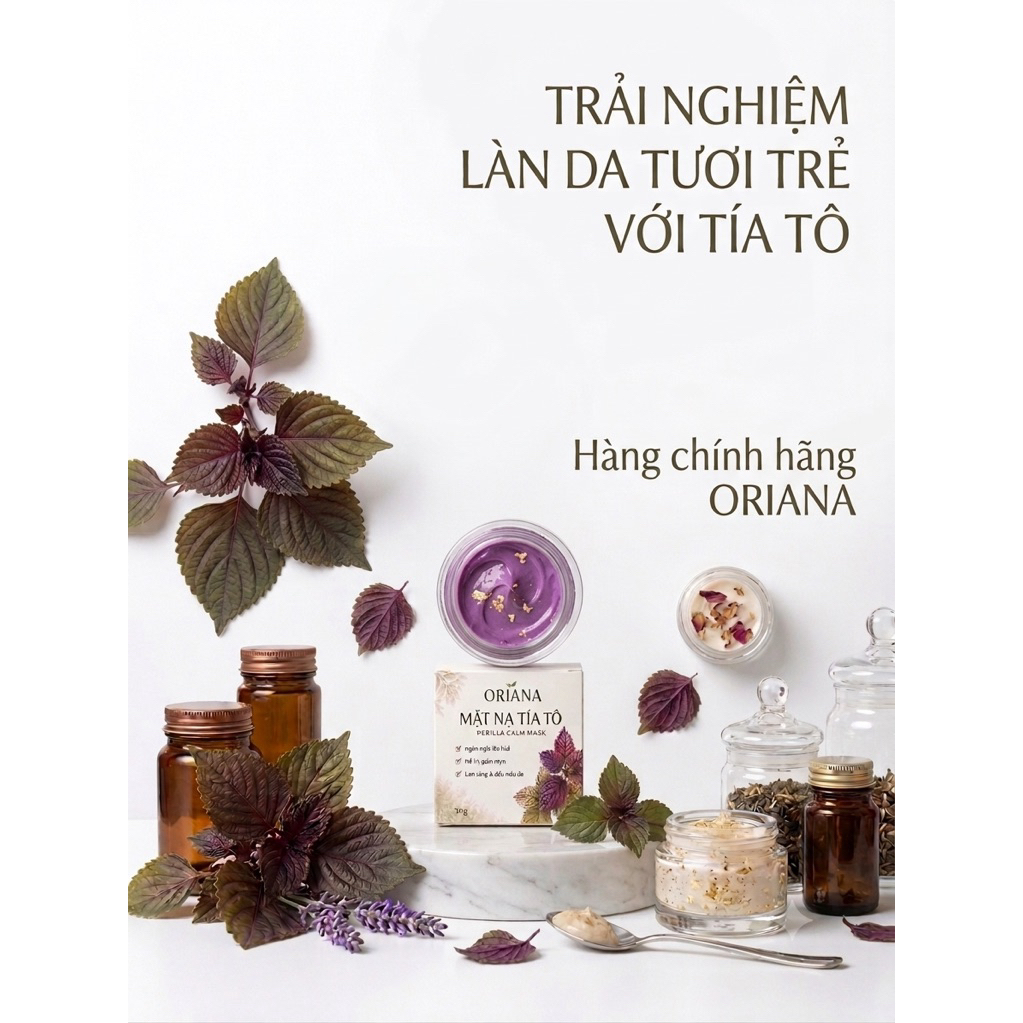 Mặt Nạ Tía Tô Cho Da Nám, Tàn Nhang (  Tặng  Kèm Cọ ) 50g