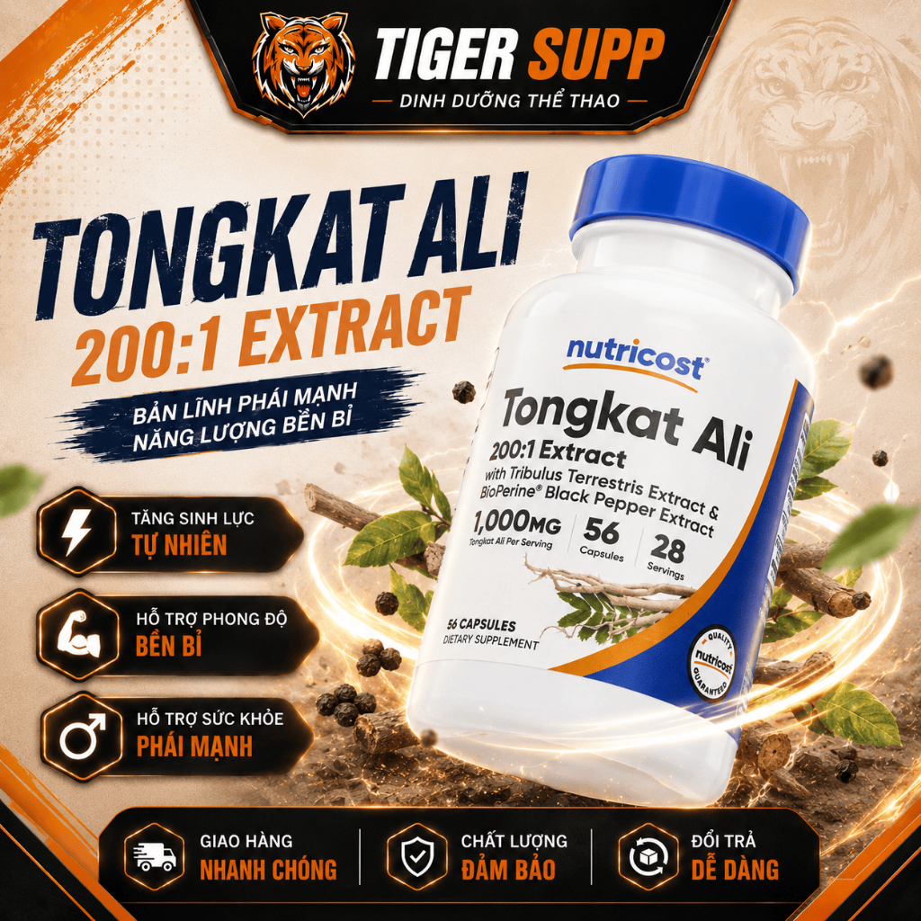Nutricost Tongkat Ali – Hỗ trợ sức khỏe si nh s ả n, t ă ng khả năng vận động