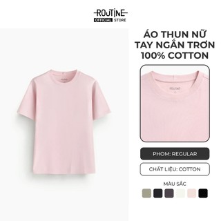 Áo Thun Nữ Tay Ngắn Trơn 100% Cotton Form Regular - Routine 10S24TSSW001