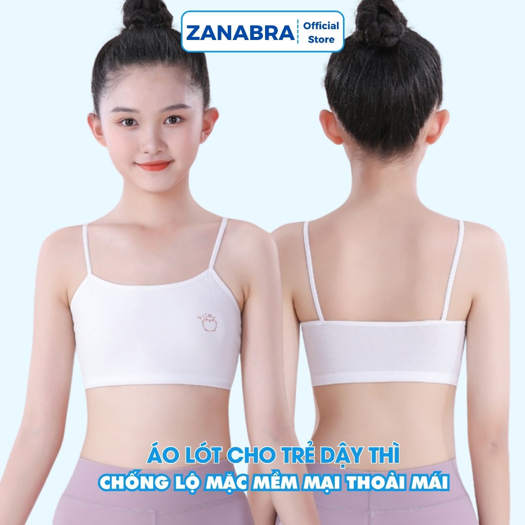 Áo Lá Cho Bé Gái Không Đệm Co Giãn Thoải Mái - Áo Lót Học Sinh Cotton Họa Tiết Đáng Yêu ZANABRA B402