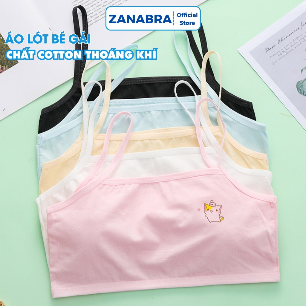 Áo Lá Cho Bé Gái Không Đệm Co Giãn Thoải Mái - Áo Lót Học Sinh Cotton Họa Tiết Đáng Yêu ZANABRA B402