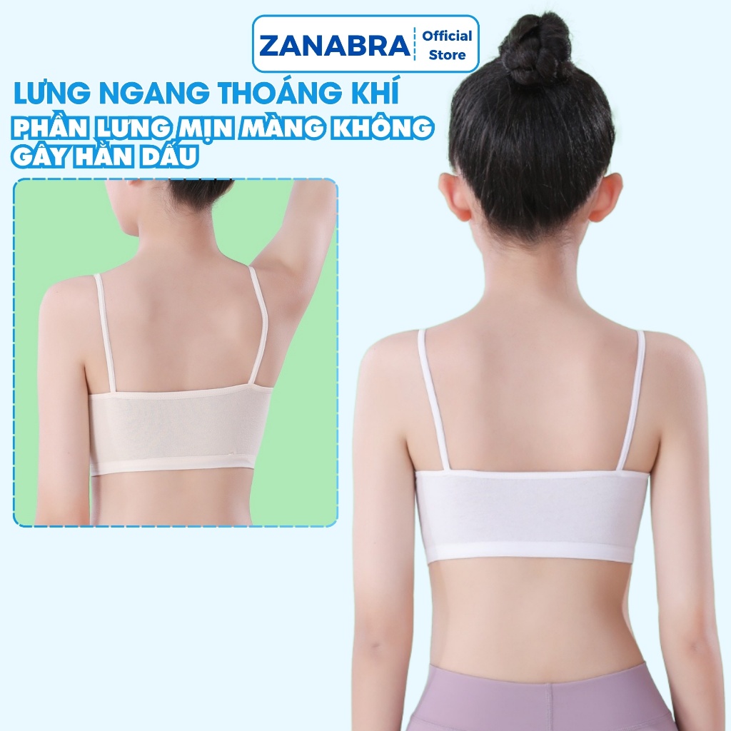 Áo Lá Cho Bé Gái Không Đệm Co Giãn Thoải Mái - Áo Lót Học Sinh Cotton Họa Tiết Đáng Yêu ZANABRA B402