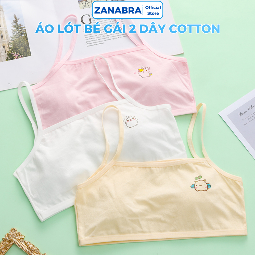 Áo Lá Cho Bé Gái Không Đệm Co Giãn Thoải Mái - Áo Lót Học Sinh Cotton Họa Tiết Đáng Yêu ZANABRA B402