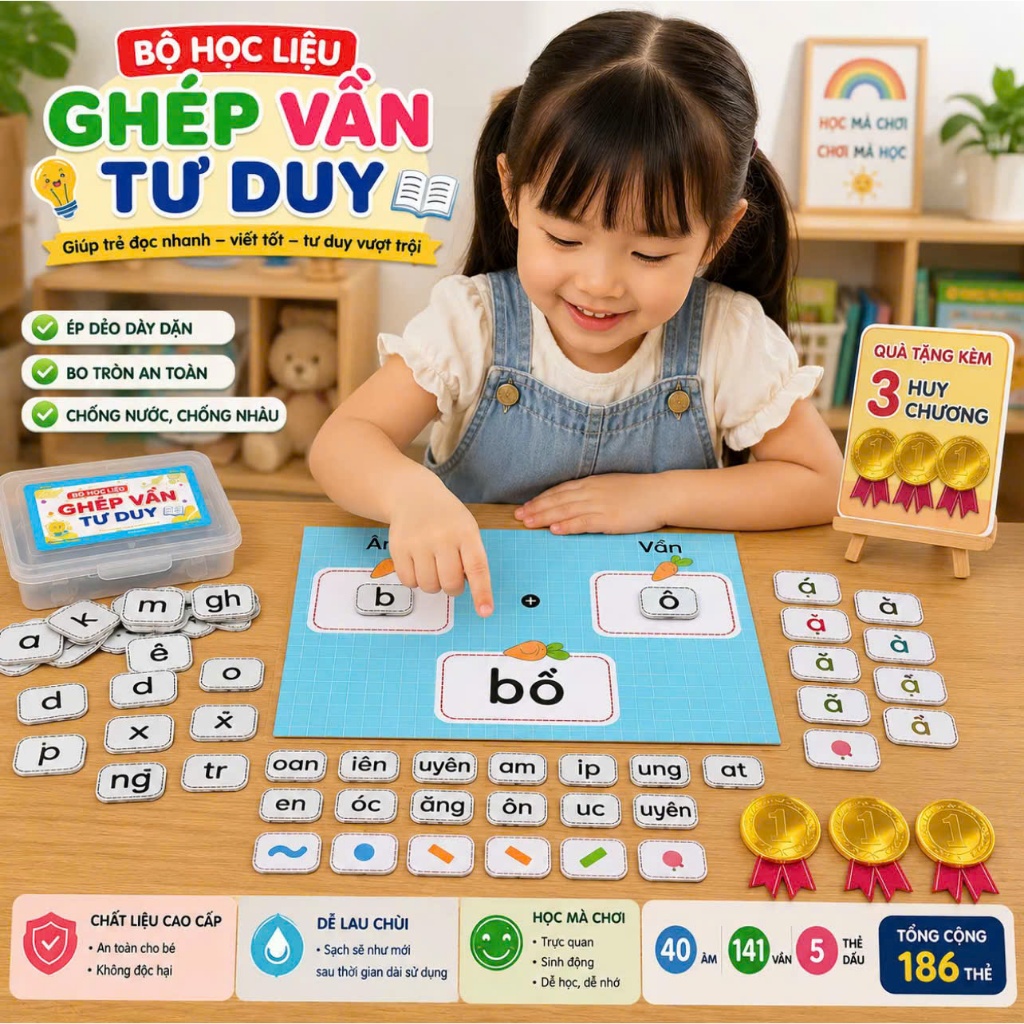 Học Liệu Ghép Vần Tư Duy -  Dành Cho Các Bé Đang Trong Quá Trình Học Đánh Vần