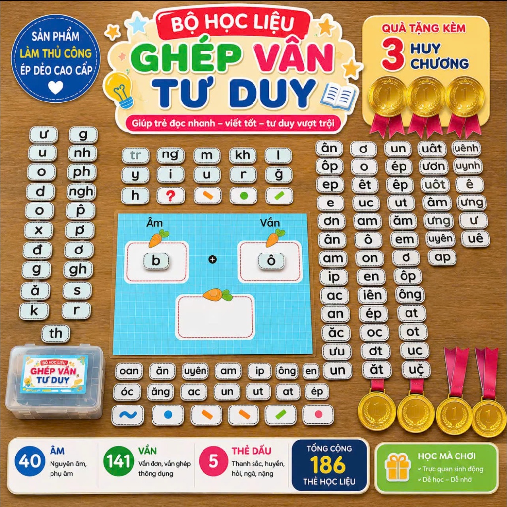 Học Liệu Ghép Vần Tư Duy -  Dành Cho Các Bé Đang Trong Quá Trình Học Đánh Vần