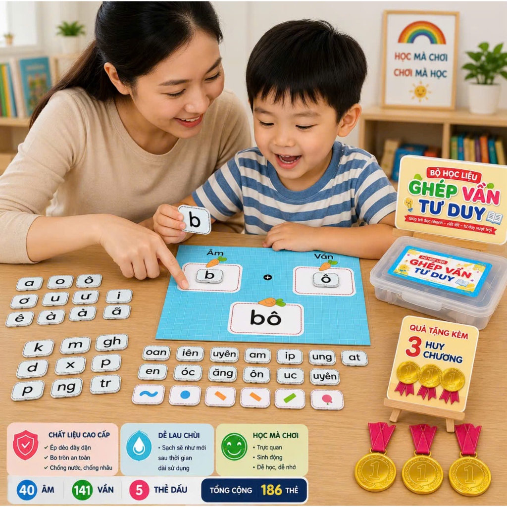 Học Liệu Ghép Vần Tư Duy -  Dành Cho Các Bé Đang Trong Quá Trình Học Đánh Vần