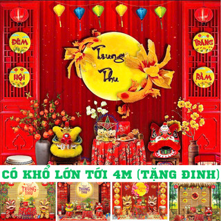 Tranh Vải Trang Trí Phông Nền Trung Thu, tranh vải decor trang trí trường học, mầm non bacdrop cỡ lớn tới 4M - BEEKIDS