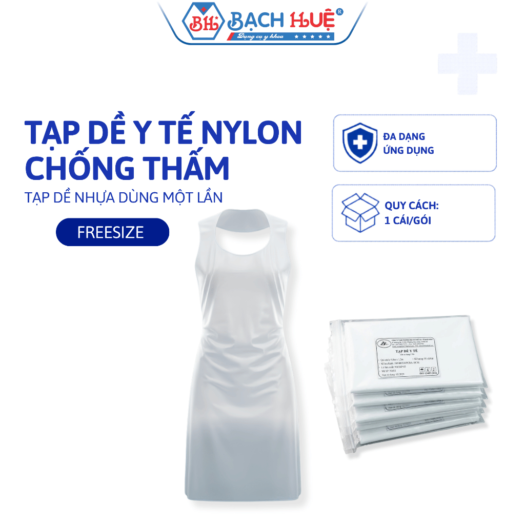 Combo 50 Cái Tạp Dề Y Tế Nylon 80cm x 120cm – Tạp Dề Nhựa Dùng Một Lần Chống Thấm Cho Spa, Thẩm Mỹ
