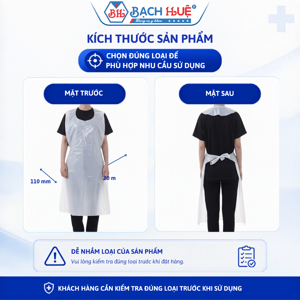 Combo 50 Cái Tạp Dề Y Tế Nylon 80cm x 120cm – Tạp Dề Nhựa Dùng Một Lần Chống Thấm Cho Spa, Thẩm Mỹ