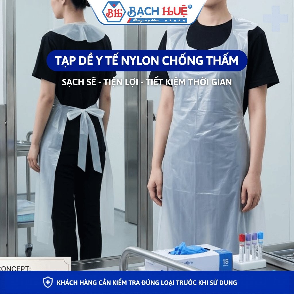 Combo 50 Cái Tạp Dề Y Tế Nylon 80cm x 120cm – Tạp Dề Nhựa Dùng Một Lần Chống Thấm Cho Spa, Thẩm Mỹ