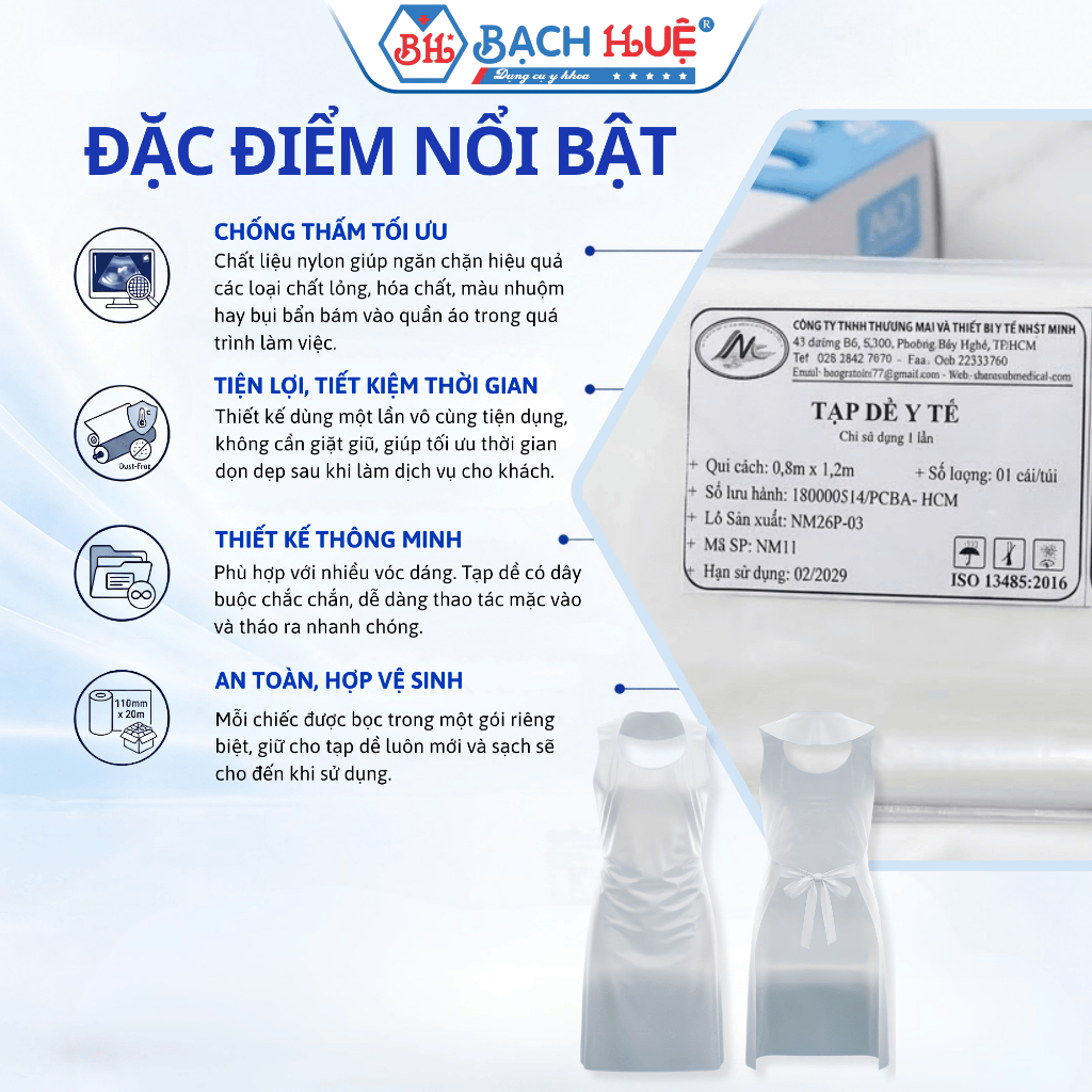 Combo 50 Cái Tạp Dề Y Tế Nylon 80cm x 120cm – Tạp Dề Nhựa Dùng Một Lần Chống Thấm Cho Spa, Thẩm Mỹ