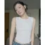 TheBlueTshirt - Áo thun phom dáng body fit cho nữ - Detachable Feather Rib Top - Women