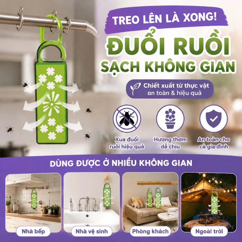 🪰Treo là đuổi ruồi🪰 Đuổi ruồi, ruồi nhỏ, côn trùng bay, hương thảo mộc tự nhiên, dùng trong nhà tiện lợi an toàn