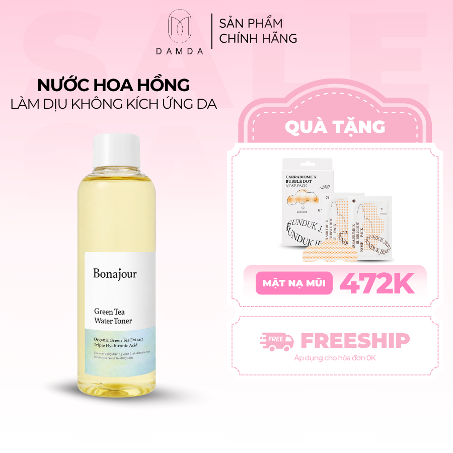 Nước hoa hồng làm dịu không kích ứng da BONAJOUR GREEN TEA WATER TONER 205ml | DAMDAVN