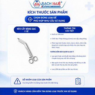Kéo Cắt Băng Gạc Y Tế Thép Không Gỉ - Kéo Cắt Băng Pakistan Sắc Bén (14cm - 20cm)