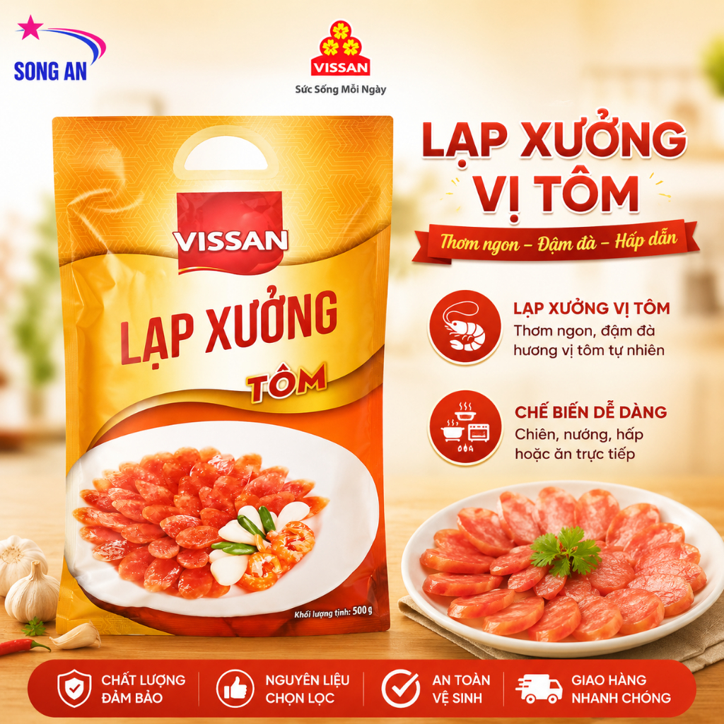1KG Lạp Xưởng Tôm Vissan – Date Mới – HSD 7 Tháng – Hàng Chính Hãng