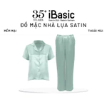 Đồ bộ mặc nhà nữ iBasic lụa satin áo tay ngắn quần dài HOMW070 — ảnh 1