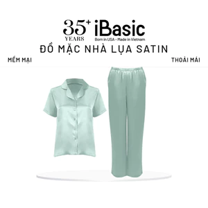 Đồ bộ mặc nhà nữ iBasic lụa satin áo tay ngắn quần dài HOMW070