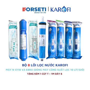Trọn bộ 8 lõi lọc nước Karofi chính hãng dùng cho máy lọc nước Karofi E8RO, N-E118,....
