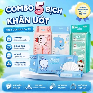 COMBO Bịch Khăn Giấy Ướt Mini Dễ Thương Bỏ Túi Tiện Lợi ( túi 8 gói )