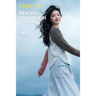ZEENi 2 lựa chọn màu sắc Áo dài tay chống nắng thời trang dành cho nữ Áo nỉ Thể thao ngoài trời Chống tia UV áo sọc
