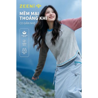 ZEENi 2 lựa chọn màu sắc Áo dài tay chống nắng thời trang dành cho nữ Áo nỉ Thể thao ngoài trời Chống tia UV áo sọc
