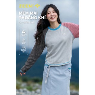 ZEENi 2 lựa chọn màu sắc Áo dài tay chống nắng thời trang dành cho nữ Áo nỉ Thể thao ngoài trời Chống tia UV áo sọc